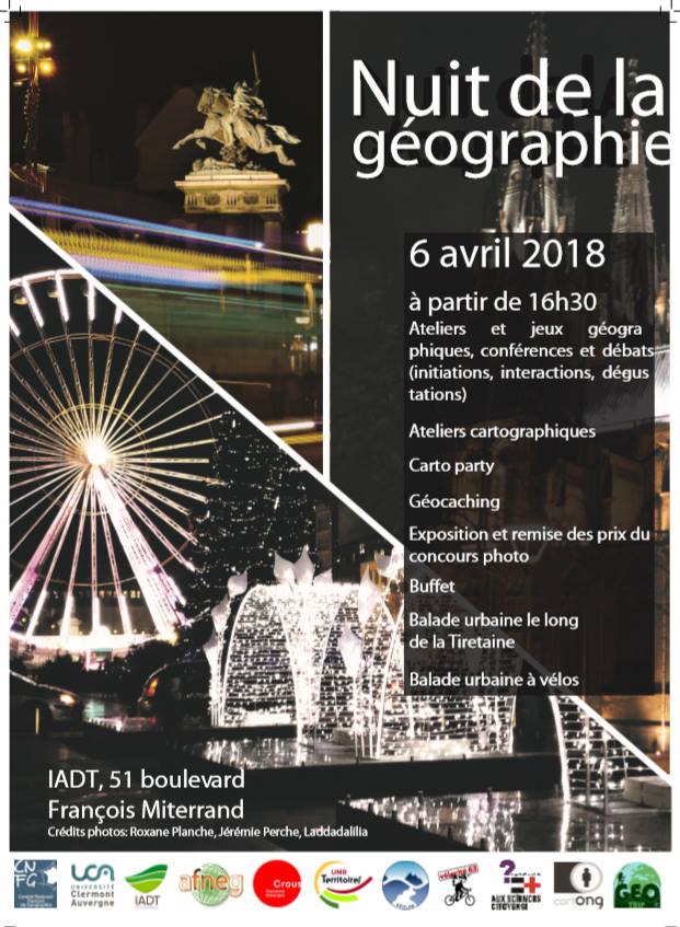 Affiche de la nuit de la géographie à Clermont-Ferrand